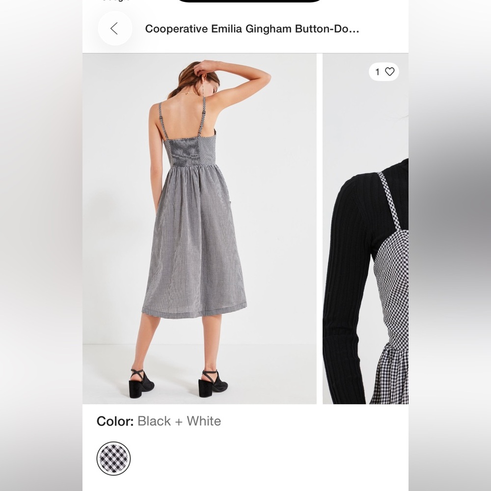 BDG / Cooperative Emilia Black and White Gingham Button-Front Midi Dress - Picture 4 of 9